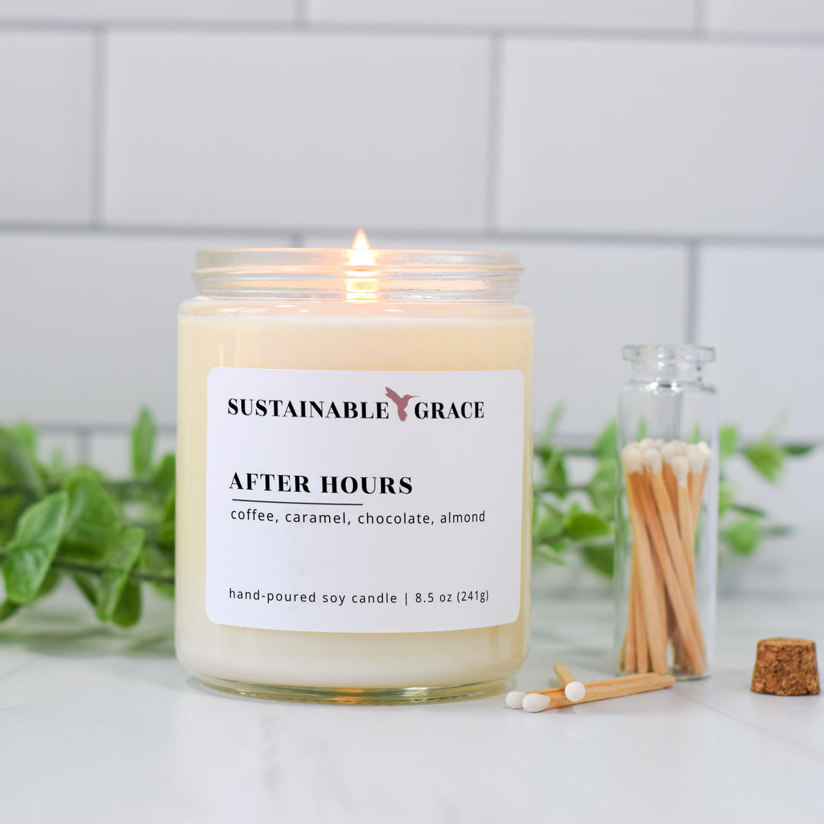 after hours tiramisu scented non toxic soy candle from sustainable grace