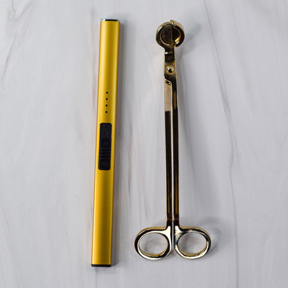 Gold Lighter & Wick Trimmer Set