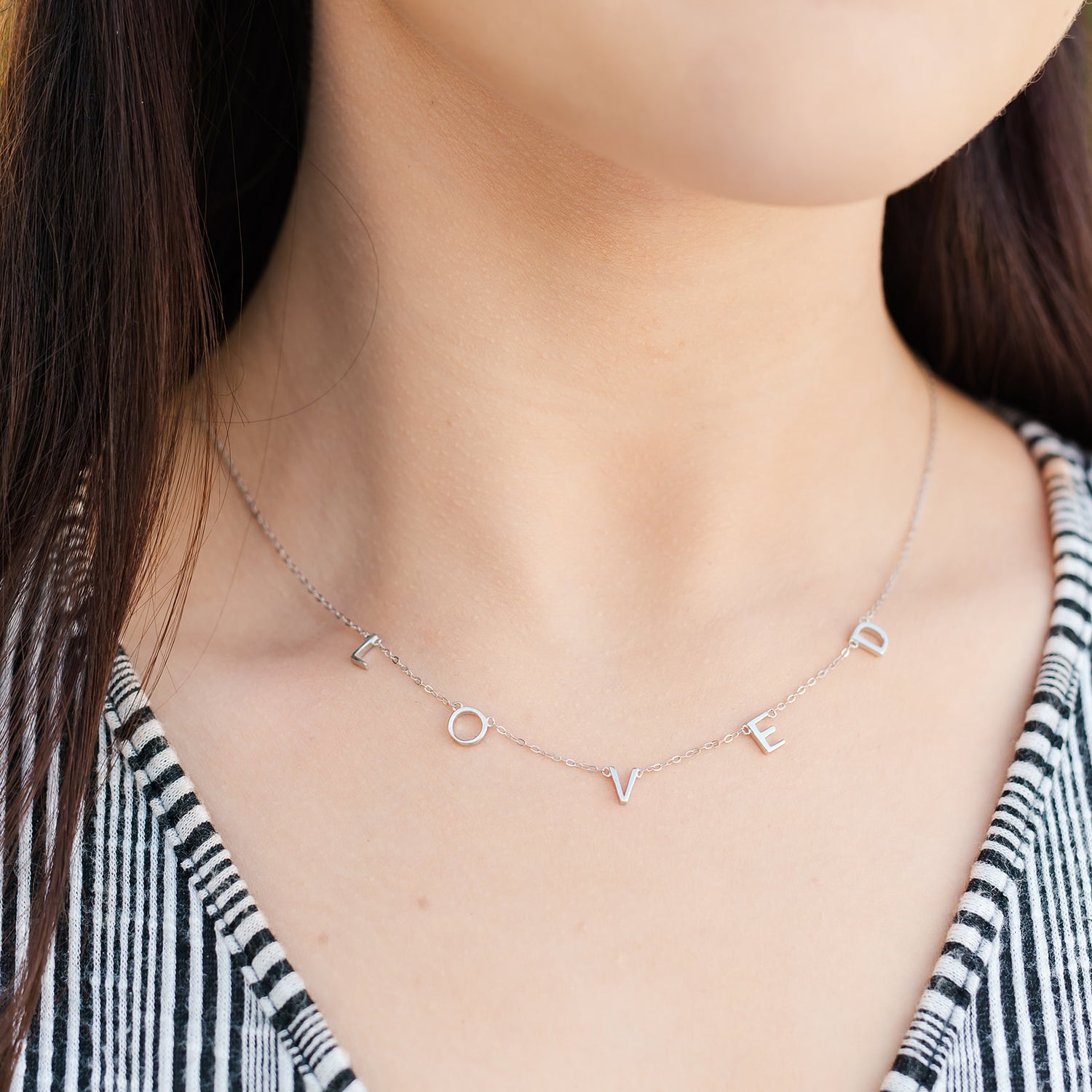 loved letter necklace in silver 