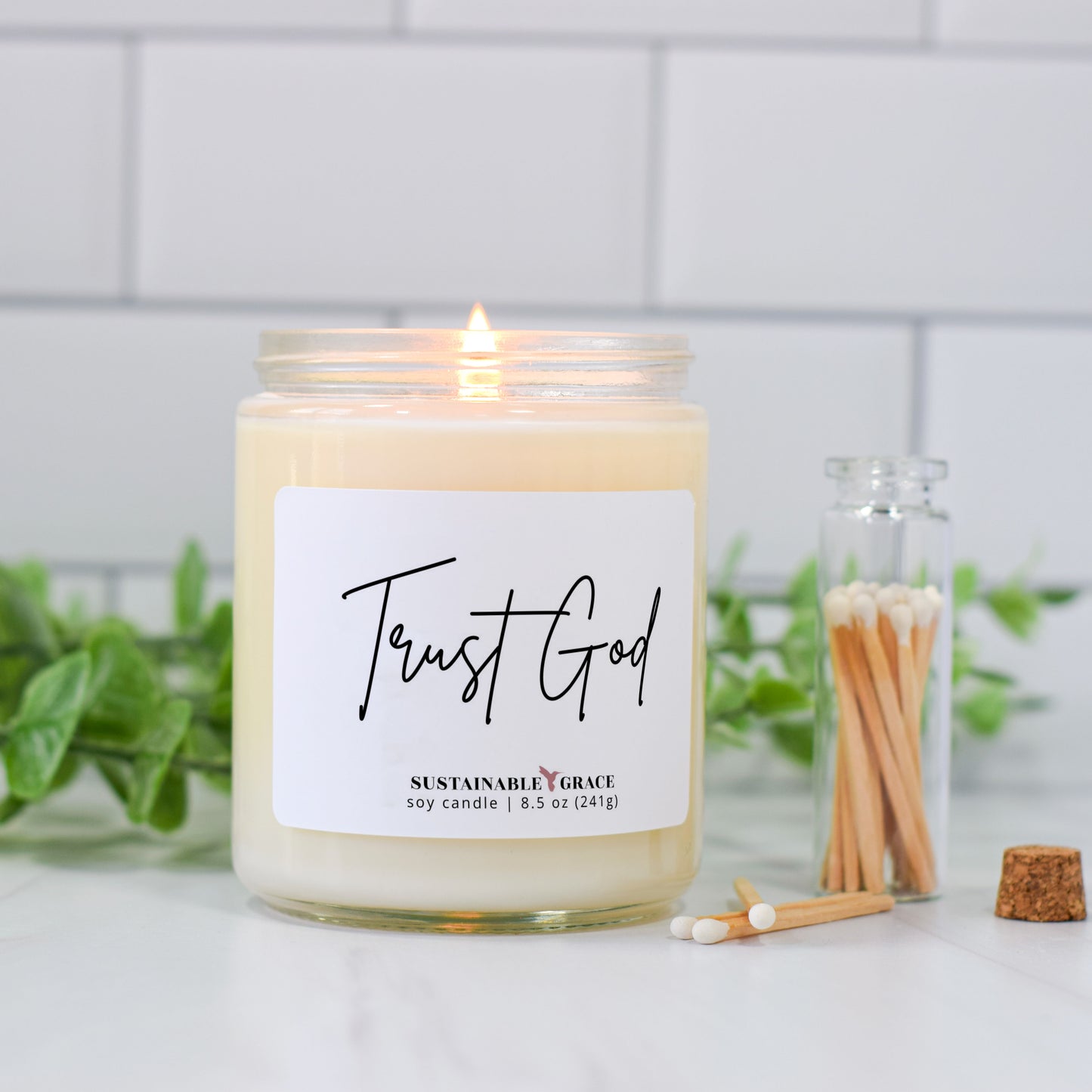 trust god soy candle 