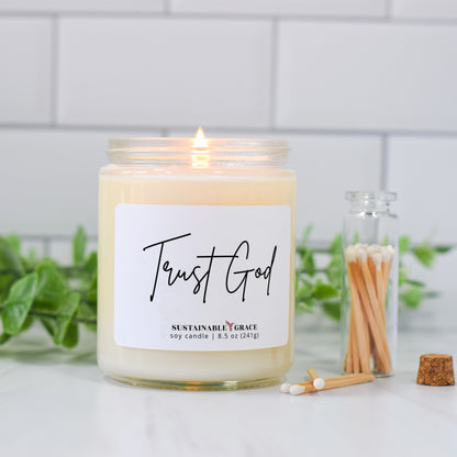 trust god soy candle 