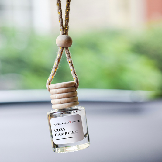 cozy campfire car air freshener from sustainable grace