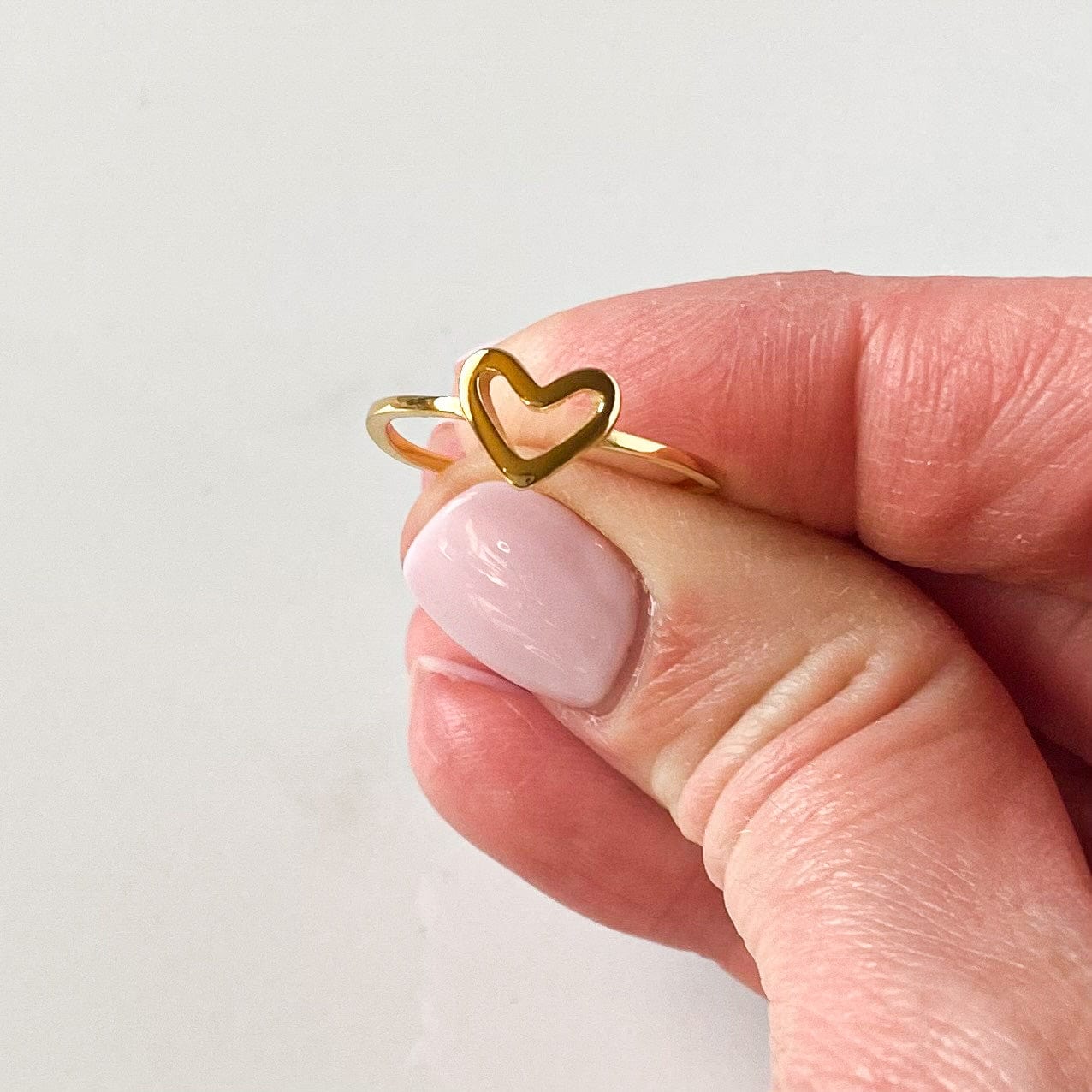 dainty gold open heart ring in gold 
